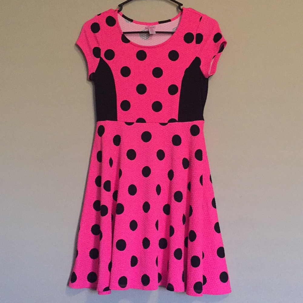 Pink and Black Polka Dot Dress